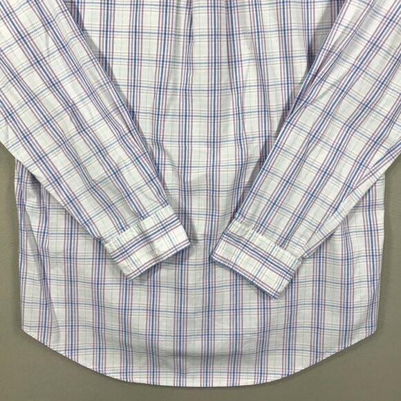 Izod Shirt Men's Medium Purple Plaid Button Down Long Sleeve Pocket Cotton Blend - Picture 7 of 14